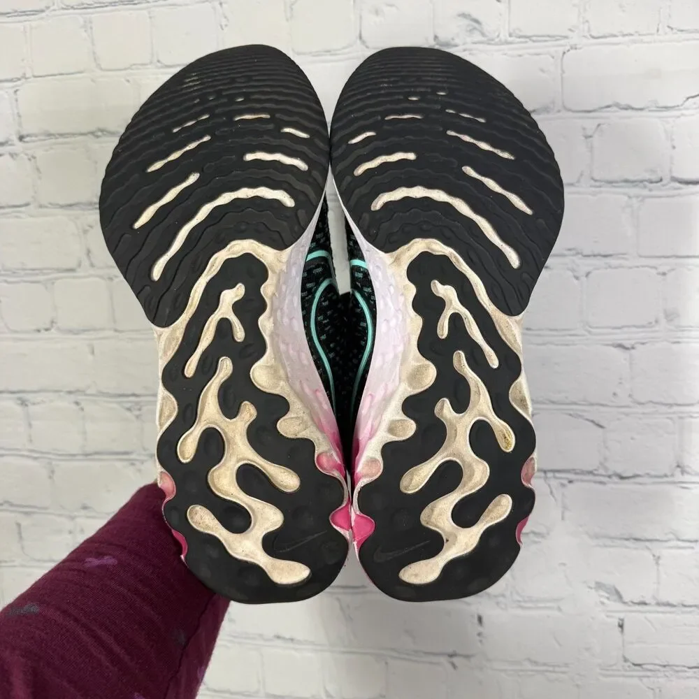 Nike React Infinity Run Flyknit 3 Black Teal Pink Running Shoes Women’s 9